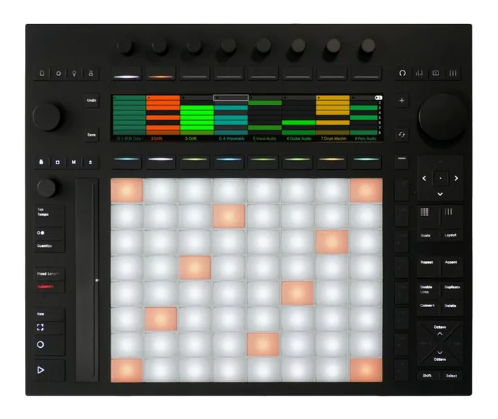 Ableton Push 3 Standalone - Live Std, frontpanelen med rattarna