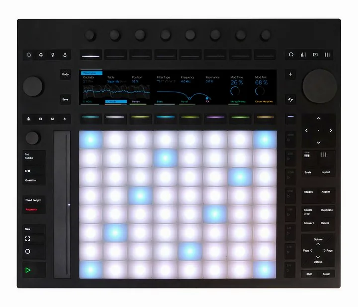 Ableton Push 3 Standalone - Live Std, frontpanelen med rattarna