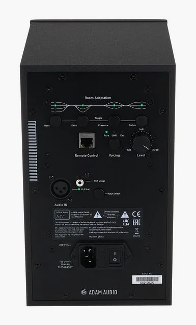 ADAM Audio A4V, knapparna på bakpanelen
