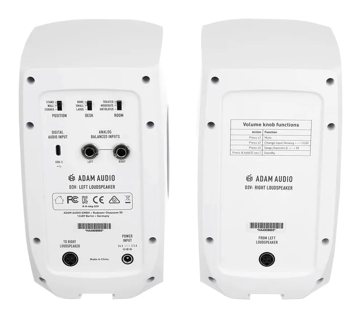 ADAM Audio D3V White, basreflexporten