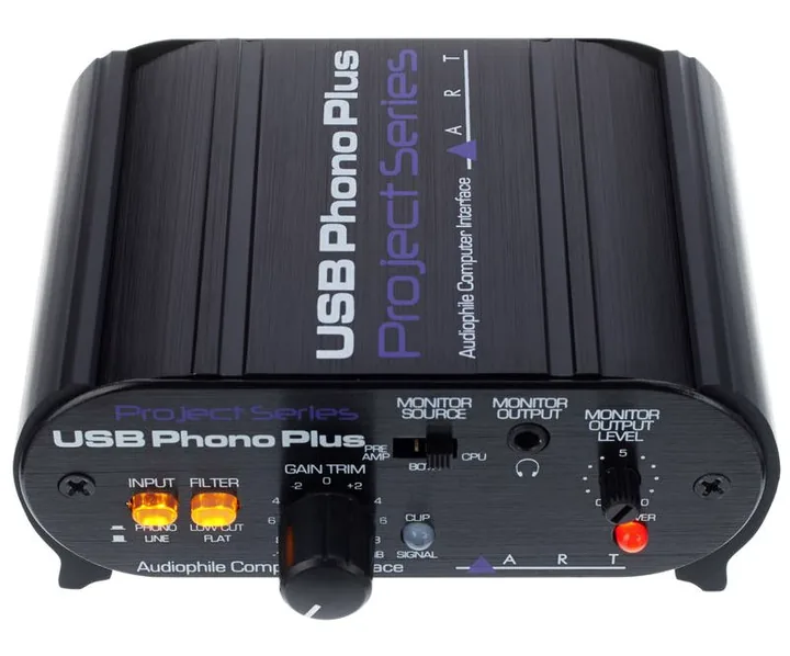 ART USB Phono Plus PS, nivåmätarna och lysdioderna