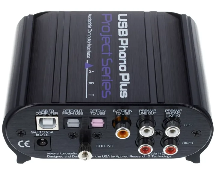 ART USB Phono Plus PS, nivåmätarna och lysdioderna