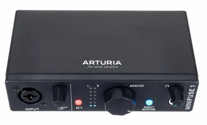 Arturia MiniFuse 1 Black, frontpanelen med rattarna