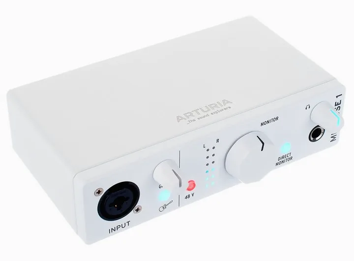 Arturia MiniFuse 1 White, nivåmätarna och lysdioderna