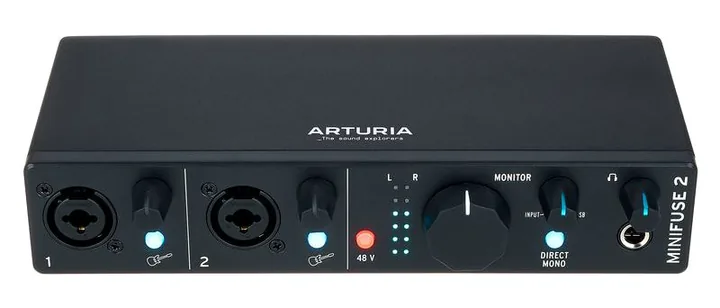 Arturia MiniFuse 2 Black, frontpanelen med rattarna