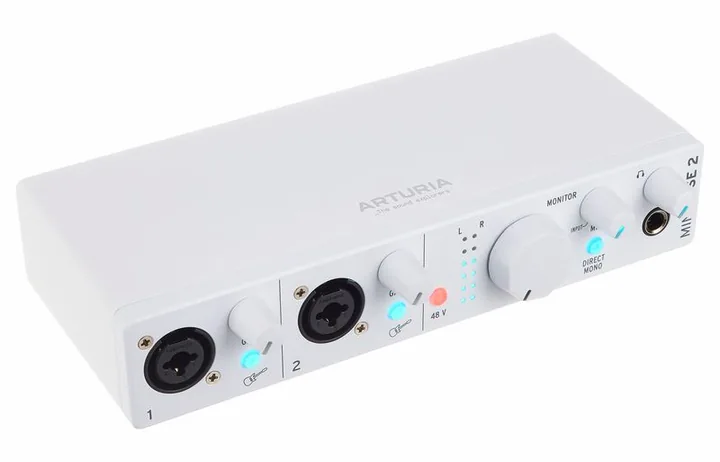 Arturia MiniFuse 2 White, nivåmätarna och lysdioderna