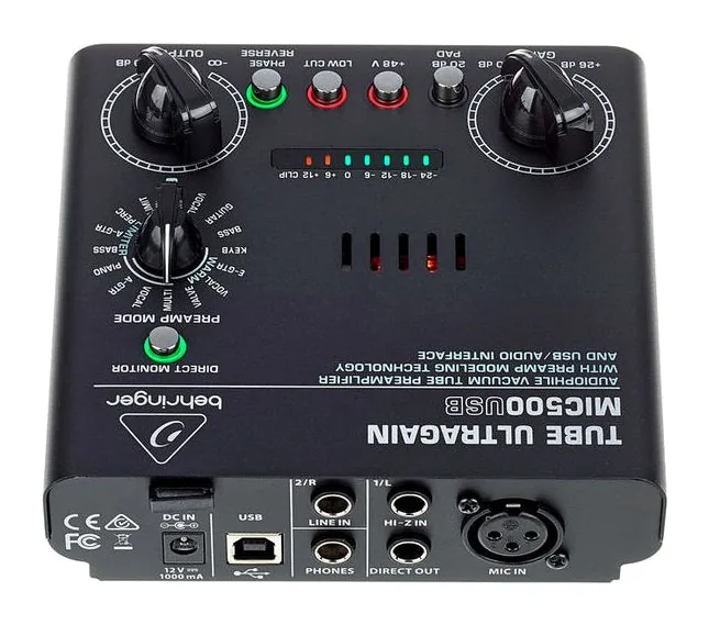 Behringer MIC500USB Tube Ultragain, höljet sett från sidan
