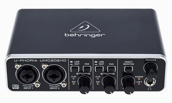 Behringer U-Phoria UMC202HD, nivåmätarna och lysdioderna