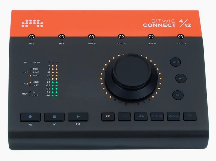 Bitwig Connect 4/12, anslutningarna på baksidan