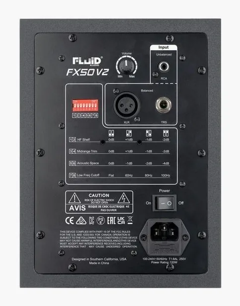 Fluid Audio FX50 V2, fronten med woofer och diskant
