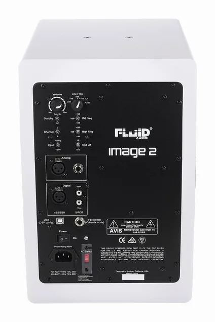 Fluid Audio Image 2 White, knapparna på bakpanelen