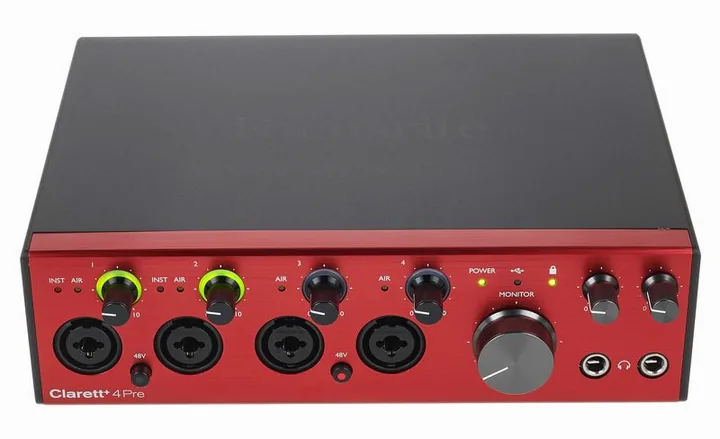 Focusrite Clarett+ 4Pre, anslutningarna på baksidan