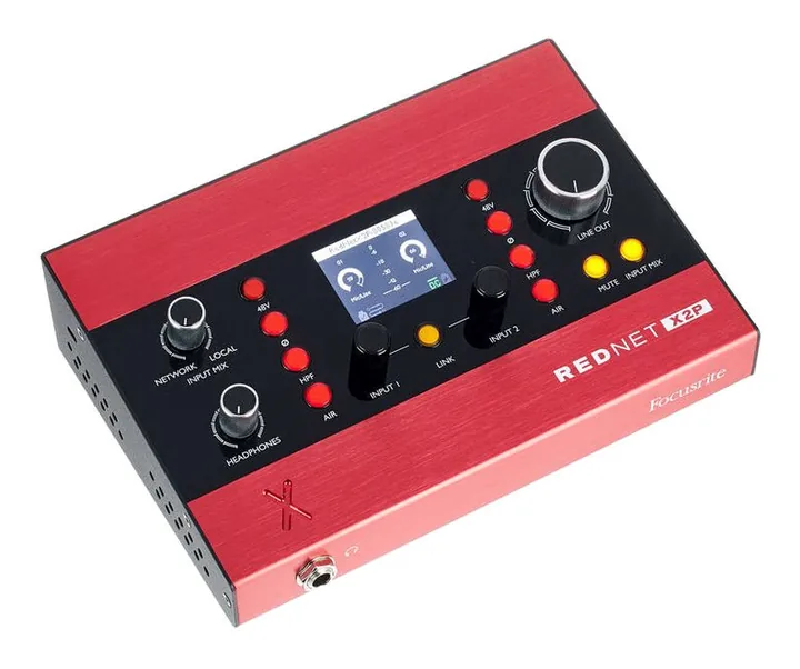 Focusrite RedNet X2P, ovansidan av lådan