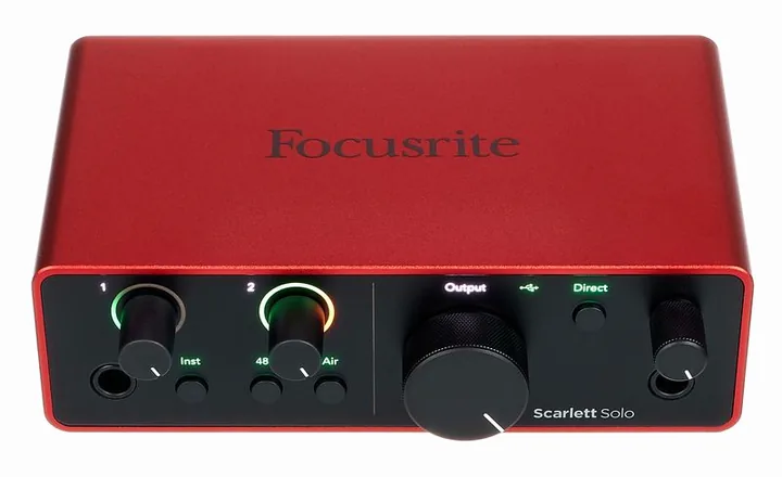 Focusrite Scarlett Solo Studio 4th Gen., nivåmätarna och lysdioderna