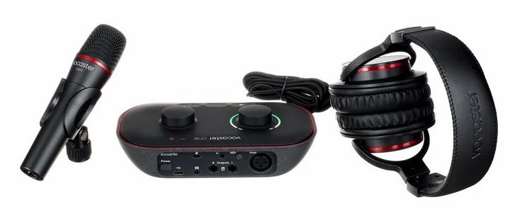 Focusrite Vocaster One Studio, nivåmätarna och lysdioderna