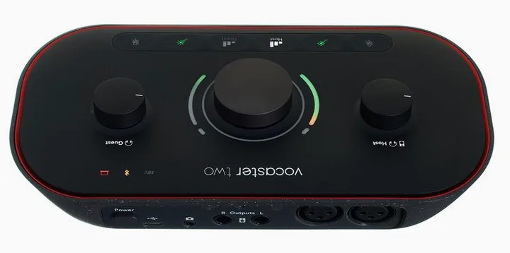 Focusrite Vocaster Two, nivåmätarna och lysdioderna