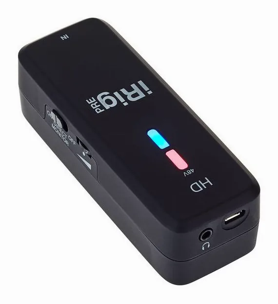 IK Multimedia iRig Pre HD, frontpanelen med rattarna