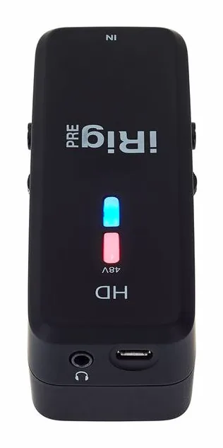 IK Multimedia iRig Pre HD, frontpanelen med rattarna