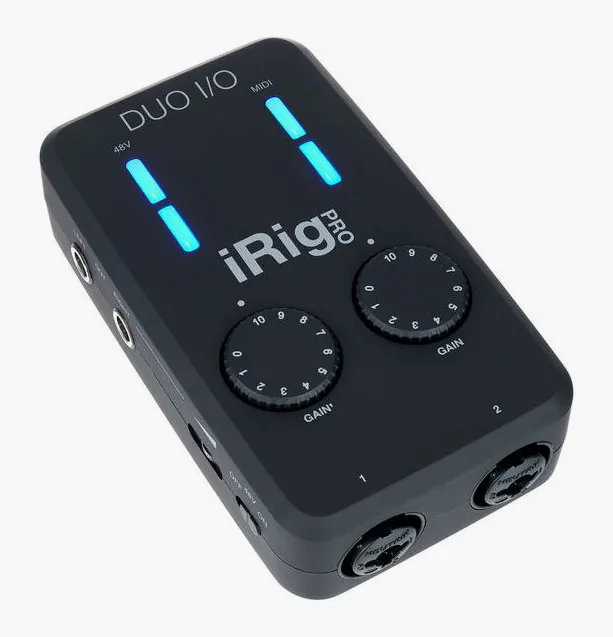 IK Multimedia iRig Pro Duo I/O, nivåmätarna och lysdioderna