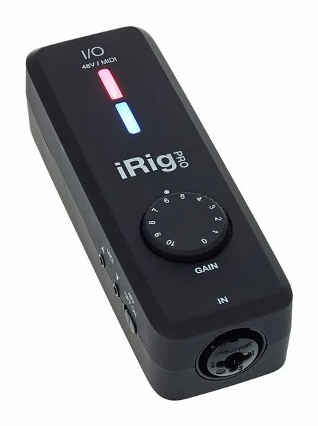 IK Multimedia iRig Pro I/O, frontpanelen med rattarna