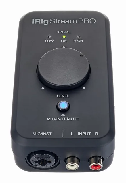 IK Multimedia iRig Stream Pro, frontpanelen med rattarna