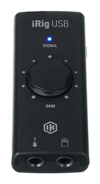 IK Multimedia iRig USB, frontpanelen med rattarna