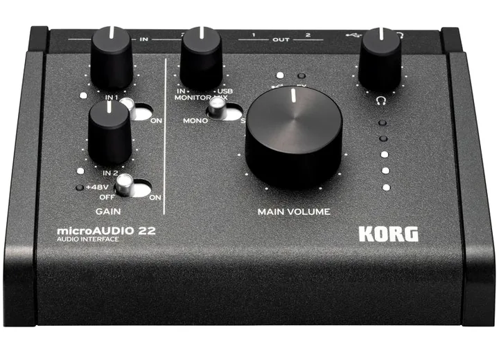 Korg microAUDIO 22, nivåmätarna och lysdioderna