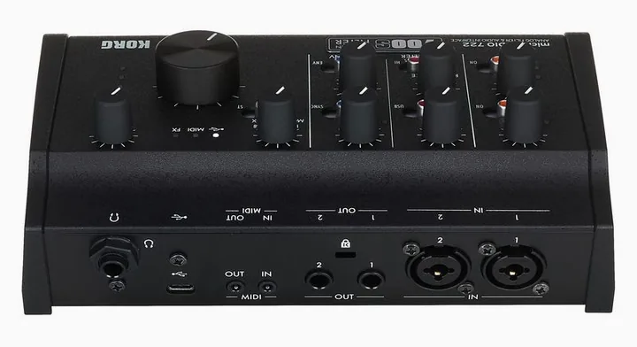 Korg microAUDIO 722, anslutningarna på baksidan