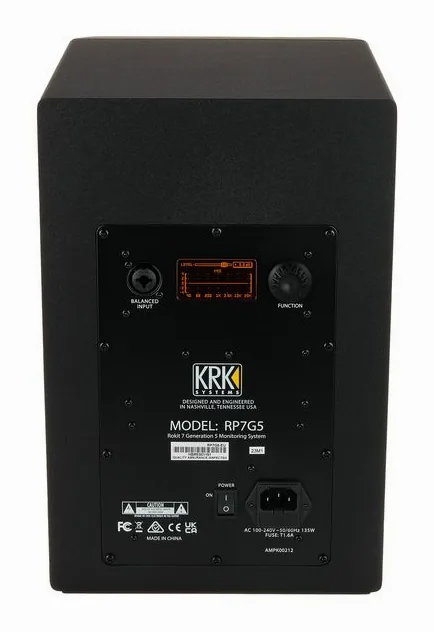 KRK Rokit RP7 G5, baksidan med anslutningarna