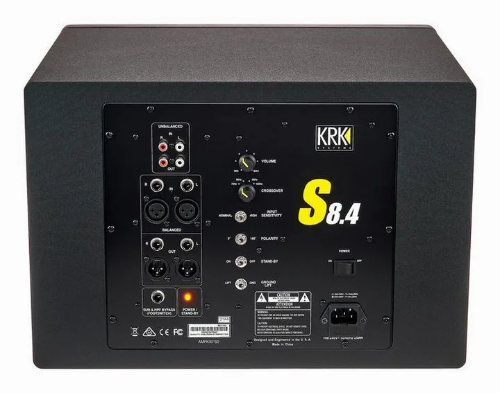 KRK S8G4, knapparna på bakpanelen