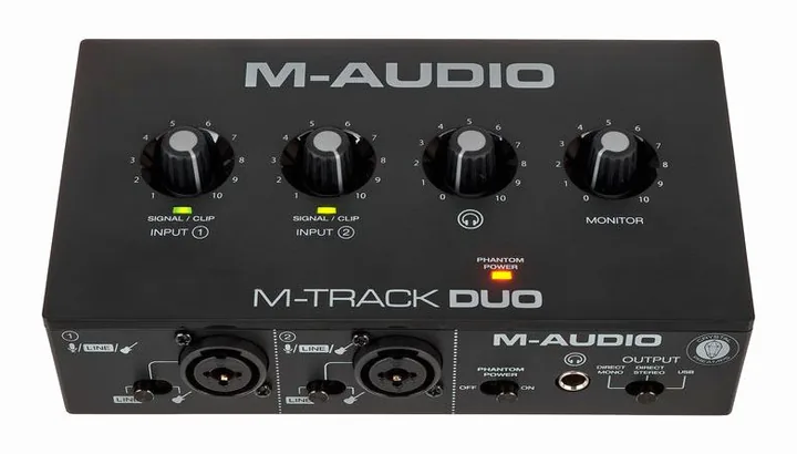 M-Audio M-Track DUO, ingångarna på framsidan
