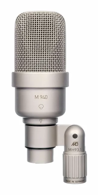 Microtech Gefell M 940 Satin Nickel, mikrofonkorgen på nära håll