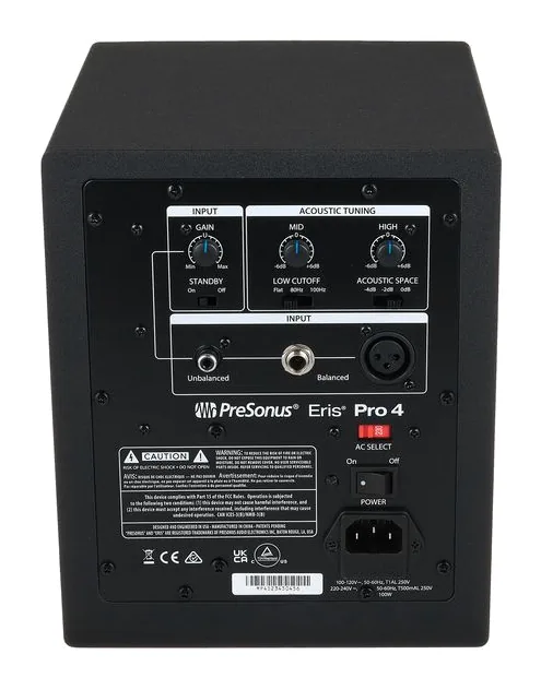 Presonus Eris Pro 4, fronten med woofer och diskant