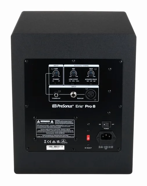 Presonus Eris Pro 8, baksidan med anslutningarna