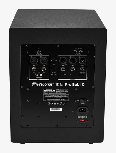 Presonus Eris Pro Sub 10, baksidan med anslutningarna