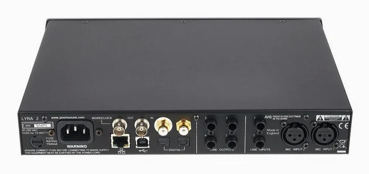 Prism Sound Lyra 2, frontpanelen med rattarna