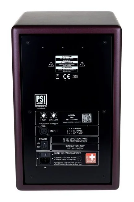 PSI Audio A21-M Studio Red, knapparna på bakpanelen