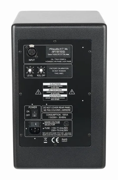 PSI Audio A17-M Metal Black, knapparna på bakpanelen