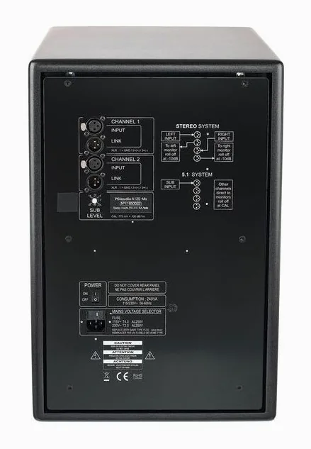 PSI Audio Sub A125-M Studio Black, loggan och ytan