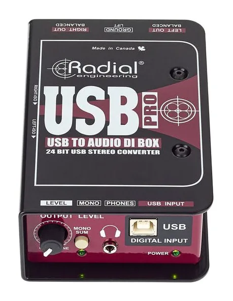 Radial Engineering USB-Pro, ingångarna på framsidan