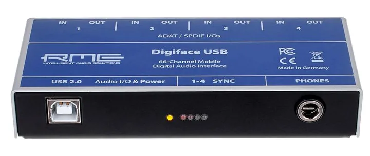 RME Digiface USB, anslutningarna på baksidan
