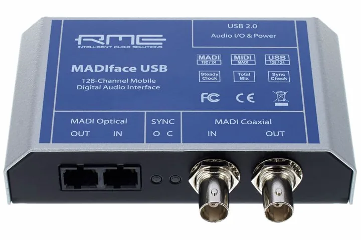 RME Madiface USB, anslutningarna på baksidan