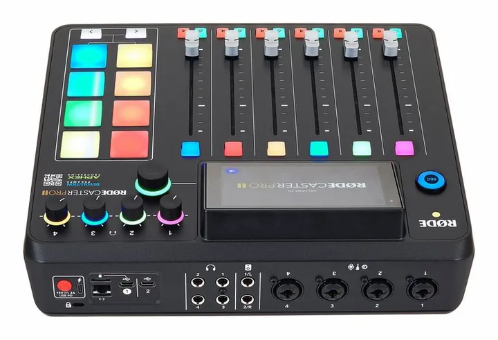 Rode Rodecaster Pro II, frontpanelen med rattarna