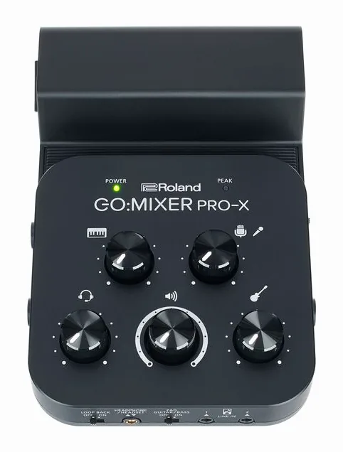 Roland Go:Mixer Pro-X, ingångarna på framsidan