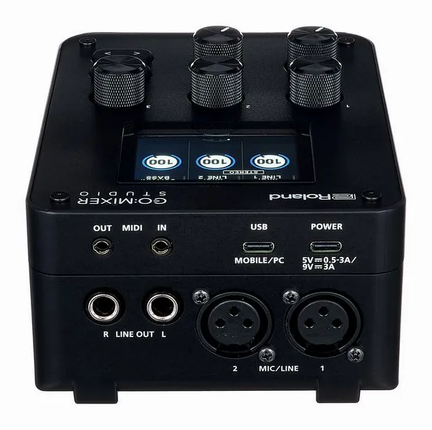 Roland GO:MIXER Studio, frontpanelen med rattarna
