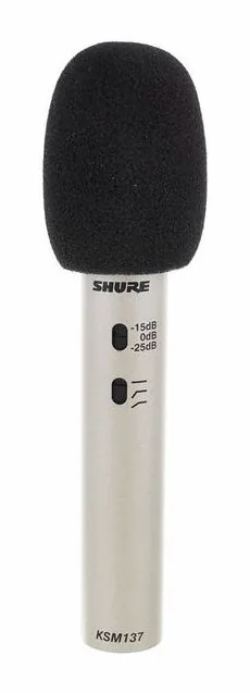 Shure KSM 137 Stereoset, mikrofonkorgen på nära håll