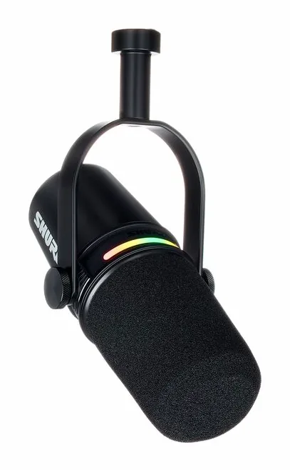 Shure MV7 Plus, mikrofonkorgen på nära håll