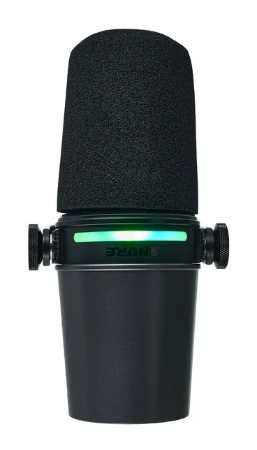 Shure MV7i, mikrofonkorgen på nära håll