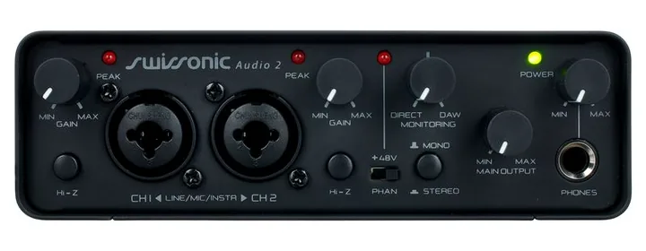 Swissonic Audio 2, nivåmätarna och lysdioderna