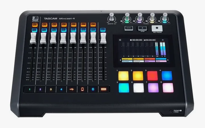 Tascam Mixcast 4 Bag Bundle, anslutningarna på baksidan